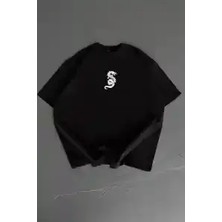 Ayessa Erkek Ön ve Arka Baskılı T-Shirt Kısa Kol Bisiklet Yaka Regular Fit Tişört - Siyah Siyah - 2xl
