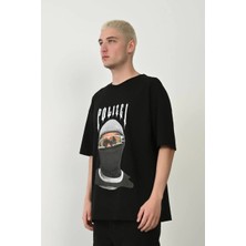 Ayessa Erkek Baskılı T-Shirt Kısa Kol Bisiklet Yaka Rahat Kalıp Tişört - Siyah Siyah - 2xl
