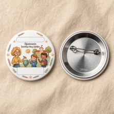 FikArt  Öğretmeninin Sınıfına Hoş Geldin - Pastel - Okul ve Öğrenci Temalı 58MM Iğneli Metal Buton Rozet
