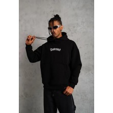 Ayessa Erkek Baskılı Kapüşonlu 3 Iplik Pamuklu Hoodie Sweatshirt - Siyah Siyah - 2xl