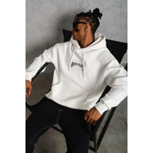 Ayessa Erkek Baskılı Kapüşonlu ve Kanguru Cepli Sweatshirt Hoodie - Beyaz Beyaz - L