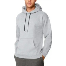 Ayessa Erkek 3 Iplik Pamuklu Kapüşonlu Cepli Oversize Hoodie Sweatshirt - Gri Gri - M