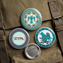 FikArt Bozkurt Göktürk ve Selçuklu Başlangıç Koleksiyonu 3'lü Paket 58MM Buton Rozeti Seti