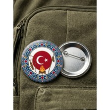 FikArt Ay Yıldız Madalyon Kamp Ateşi Savaşçı Ok ve Tütsü Sembollü Selçuklu 58MM Buton Rozeti