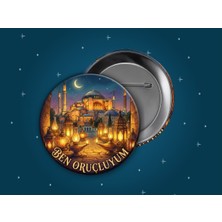 Fikart Ben Oruçluyum Rozeti - Çocuklar Için Ramazan Motivasyon Hediyesi - 58MM Iğneli Metal Rozet