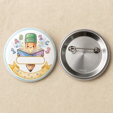 FikArt  Artık Okuyorum - Yeşil Kalem - Okul ve Öğrenci Temalı 58MM Iğneli Metal Buton Rozet