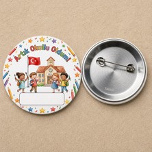 FikArt  Artık Okullu Oldum - Yıldızlı - Okul ve Öğrenci Temalı 58MM Iğneli Metal Buton Rozet
