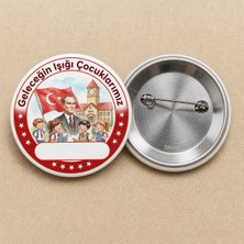 FikArt  Geleceğin Işığı Çocuklarımız - Okul ve Öğrenci Temalı 58MM Iğneli Metal Buton Rozet