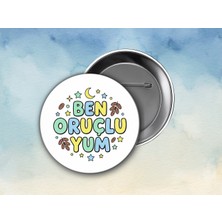 FikArt Yıldızlı Ben Oruçluyum Rozeti - Çocuklar Için Ramazan Motivasyon Hediyesi - 58MM Iğneli Metal Rozet