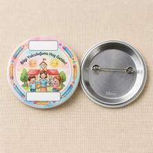 FikArt  Bilgi Yolculuğuna Hoş Geldin - Pastel - Okul ve Öğrenci Temalı 58MM Iğneli Metal Buton Rozet