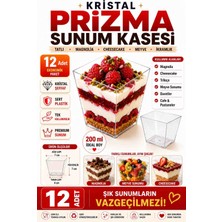 Optimex 200 ml Kristal Prizma Sunum Kasesi 12 Adet Şeffaf Sert Plastik Tek Kullanımlık Magnolia Tatlı Meyve Kasesi