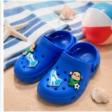 Rony Pony Kids Erkek Çocuk Mavi Figürlü Delikli Arka Bantlı Sandalet Terlik