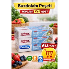 Optimex Orta Boy Buzdolabı Poşeti 120 Adet 6'lı Paket Gıda Saklama ve Buzluk Poşeti