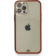 Raftan Topla Iphone 12 Pro Kılıf Liva Taşlı Silikon - Kırmızı