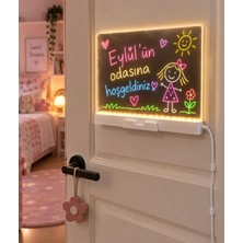 Aşkana LED Işıklı Yazı Çizim ve Boyama Tahtası 30X20 cm – 7 Renk Kalemli Silinebilir Usb’li Eğitici Çocuk Çizim Panosu