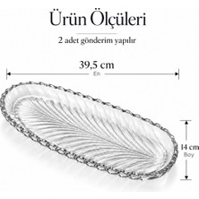 Aşkana 2’li En Büyük Boy Cam Kayık Tabak 39,5 cm Premium Servis Sunum Tabağı Uzun Oval Meyve Meze Tatlı Kahvaltı Tabağı
