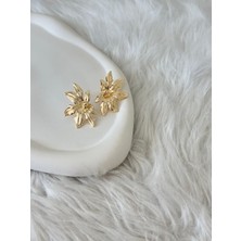 Revoia Gold Çiçek Küpe