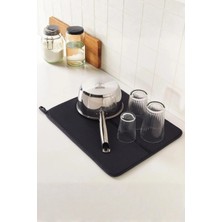 Veraura Lifestyle Siyah Renkli Ekstra Eci Bulaşık Kurutma Matı & Mutfak Tezgah Üstü Örtüsü (45X34 Cm)