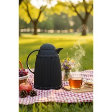 Veraura Lifestyle 1 Lt Isı Yalıtımlı Çay ve Soğuk Su Termosu Siyah (12 Saat Sıcak Tutar & Içi Camdır)