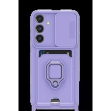Veraura Lifestyle Samsung Galaxy S25 Plus Kılıf Zuma Kartvizitli Yüzüklü Silikon - Lila