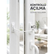 Veraura Lifestyle Beyaz Kablolu Pencere Kilidi Anahtarlı Güvenlik Siste Çocuk Koruma Aparatı