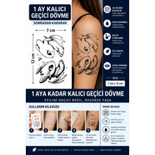 1 Ay Kalıcı 24 Saat Sonra Kararan 7X12 cm Orta Boy Çift Ejderha Model Geçici Dövme Tattoo