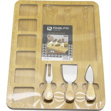 Veraura Lifestyle Dikdörtgen 6+1 Bölmeli Mdf Kahvaltı Peynir Sunum Panosu 3 Bıçak=ahşap Sap 30X39.5CM