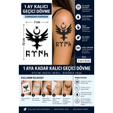 1 Ay Kalıcı 24 Saat Sonra Kararan 7X12 cm Orta Boy Selçuklu Türk Yazılı Model Geçici Dövme Tattoo