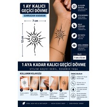 1 Ay Kalıcı 24 Saat Sonra Kararan 7X12 cm Orta Boy Güneş  Model Geçici Dövme Tattoo