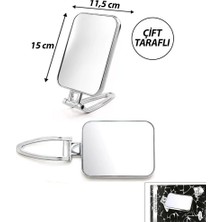 Veraura Lifestyle Dikdörtgen - Gümüş 15X11.5CM Makyaj Aynası Çift Taraflı Katlanır Ayaklı