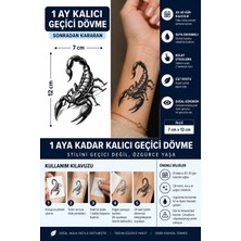 1 Ay Kalıcı 24 Saat Sonra Kararan 7X12 cm Orta Boy Akrep  Model Geçici Dövme Tattoo