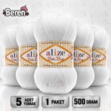 Alize Baby Best - 55 Beyaz - 5'li Paket - 100GR/240M - Bebek Ipi - Anti Pilling Tüylenmez Ip