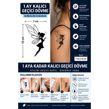 1 Ay Kalıcı 24 Saat Sonra Kararan 7X12 cm Orta Boy Peri Model Geçici Dövme Tattoo