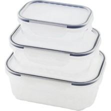 Veraura Lifestyle 3pcs Quick Sızdırmaz Saklama Kabı Seti Şeffaf Kap - Buğulu-Contalı Kapak 500-1000-1700ML