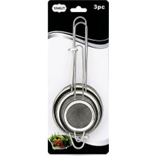 Veraura Lifestyle 3pcs Set Mini= 5-7-8cm Tel Süzgeç Metal Çerçece Metal Sap=8.5-10.5-10.5cm