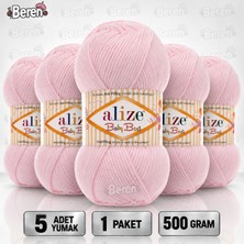 Alize Baby Best - 184 Pudra Pembe - 5'li Paket - 100GR/240M - Bebek Ipi - Anti Pilling Tüylenmez Ip