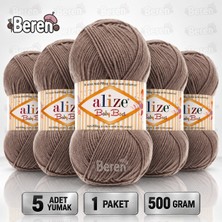 Alize Baby Best - 534 Açık Kahve - 5'li Paket - 100GR/240M - Bebek Ipi - Anti Pilling Tüylenmez Ip