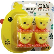 Veraura Lifestyle Egg Cup 4pcs Yumurtalık Emoji Desen - Renkli Plastik Civciv Ayaklı - 1/2 Kırık Yumurta Kabuk Model