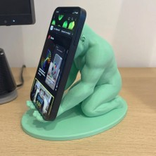 TeknoKapsül 3D Baskı Goril Telefon Tutucu - Kaslı Goril Masaüstü Telefon Standı-Mint