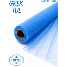 Beraye Tül, Mavi Iran Grek Tül, Nişan Çeyiz Bohça Kapı Doğum Günü Konvoy Parti Dekor Süsleme, 3 Metre (En 70CM)