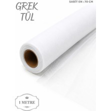 Beraye Tül, Beyaz Iran Grek Tül, Nişan Çeyiz Bohça Kapı Doğum Günü Konvoy Parti Dekor Süsleme, 3 Metre (En 70CM)