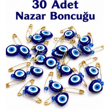 Beraye 30 Adet Çatal İğneli Nazar Boncuğu - Bohça Süsü Boncuğu