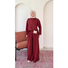 RFK Butik Kadın Oys.ho Yeni Sezon Tunik Pantolonlu Tesettür Takım - Kırmızı