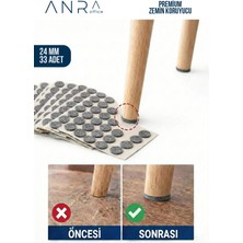 Anra Parke Fayans Zemin Koruyucu Yapışkanlı Keçe Çizilme Önleyici Sessiz Kaymaz Gri 24MM 33 Adet
