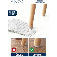 Anra 112 Adet 28MM Parke Fayans Zemin Koruyucu Yapışkanlı Keçe Çizilme Önleyici Sessiz Kaymaz Beyaz