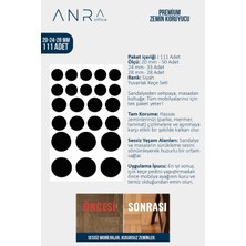 Anra 111 Ad Mobilya Ayak Koruyucu Yapışkanlı Keçe Parke Çizik Önleyici 20-24-28 mm Siyah 3 Ebat