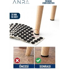 Anra Parke Fayans Zemin Koruyucu Yapışkanlı Keçe Çizilme Önleyici Sessiz Kaymaz Siyah 20MM 50 Adet