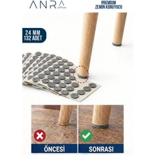 Anra 132 Adet 24MM Parke Fayans Zemin Koruyucu Yapışkanlı Keçe Çizilme Önleyici Sessiz Kaymaz Gri