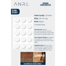 Anra Parke Fayans Zemin Koruyucu Yapışkanlı Keçe Çizilme Önleyici Sessiz Kaymaz Beyaz 28MM 28 Adet
