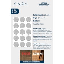 Anra Parke Fayans Zemin Koruyucu Yapışkanlı Keçe Çizilme Önleyici Sessiz Kaymaz Gri 28MM 28 Adet